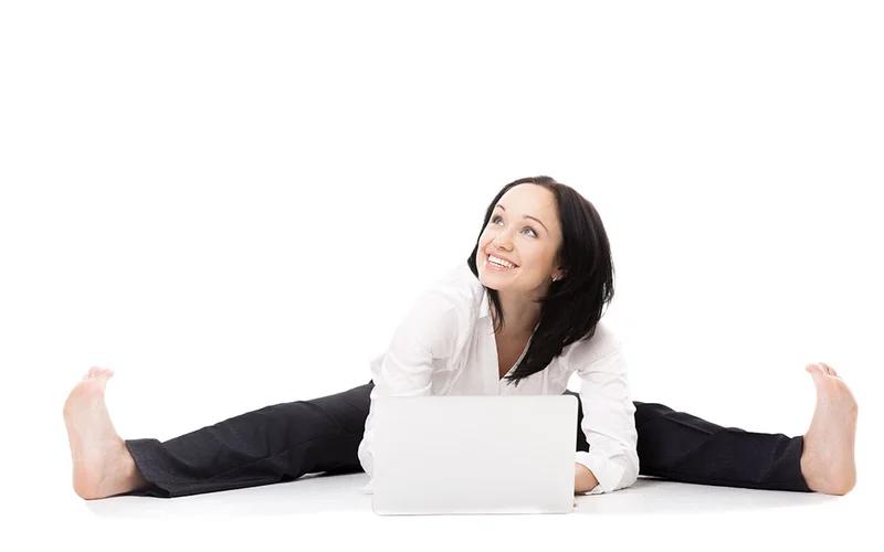Seated Wide Angle Pose (Upavistha Konasana) with a smile